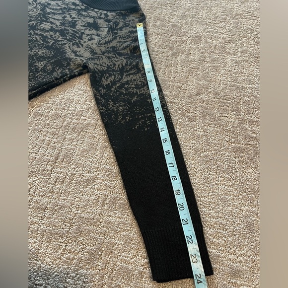 Athleta  Jacquard Crew Wool Sweater, Color Frosted Floral Charcoal Gray, Size XS - Picture 11 of 15